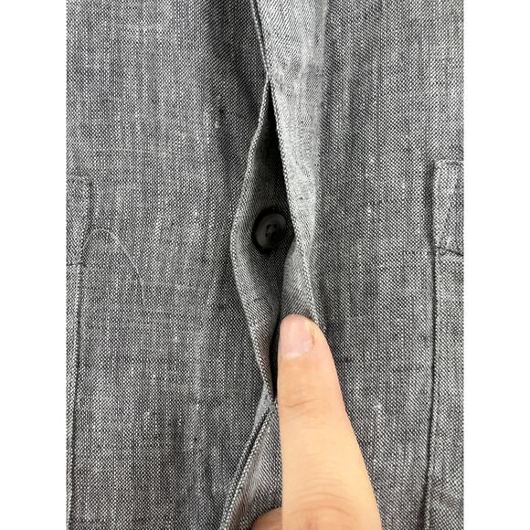 CALIBRATE Mens Gray 100% Linen Slim Fit Short Sleeve Casual Button Up‎ Shirt M - Picture 4 of 8